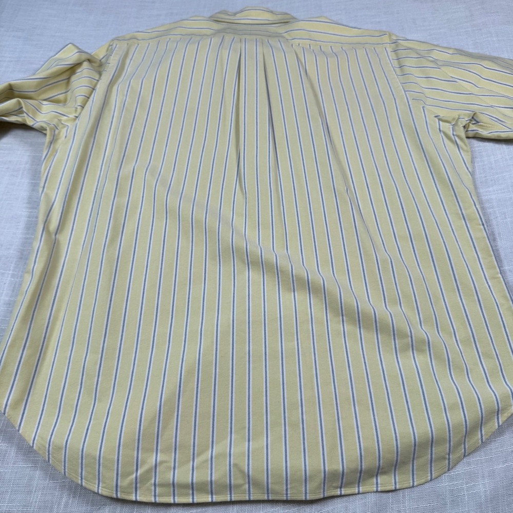 Ralph Lauren Button Shirt 17 34/35 Yellow Stripe Classic Fit Oxford Flesh Pony - Picture 13 of 16